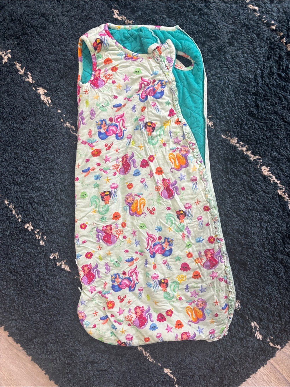 Kids Mermaid Print Sleep Sack - Teal Lining
